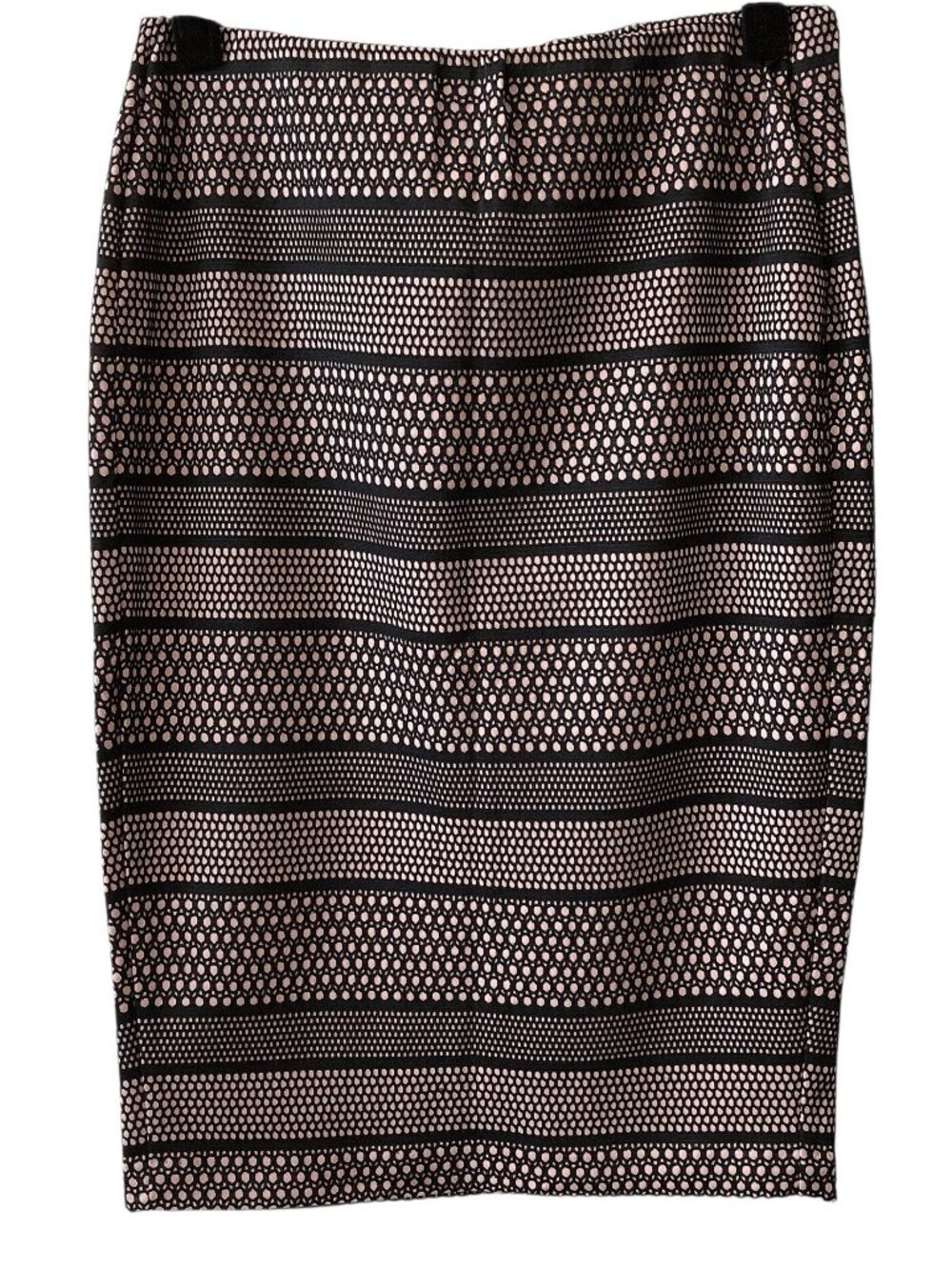 Trixxi Black Beige Circle Pattern Striped Stretch Pencil Skirt S